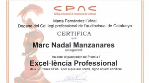 Ganador del Premio Excel·lència Professional de los IV Premios CPAC como director por “Ciudadanos”.