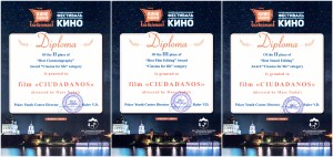 “Ciudadanos” Gana 3 Premios en el Festival Internacional “Kinomania na Velikoy” Youth Short Film Festival (Rusia).