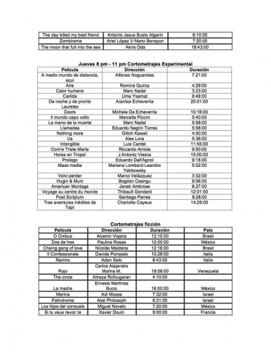 Programa del Festival Mundial de Cine Extremo San Sebastián de Veracruz