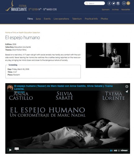 El espejo humano, Sección Oficial de la 12ª edición de ImagéSanté Festival