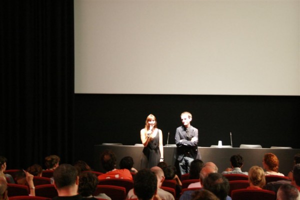 Núria Molina y Marc Nadal presentando La piel y el alma en La Filmoteca de Catalunya