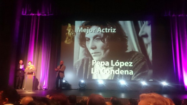 Pepa Lopéz wins the Best Actress Oriana Award for La Condena at Sant Andreu de la Barca International Film Festival (Barcelona).