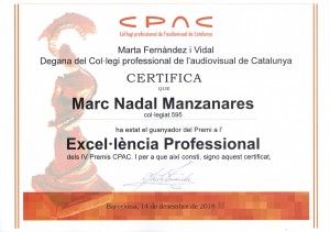 Winner of the Professional Excellence Award of the IV CPAC Awards as director for “Citizens”.